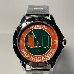 Miami Hurricanes NCAA Team Logo Men's Stainless-Steel Watch NEW